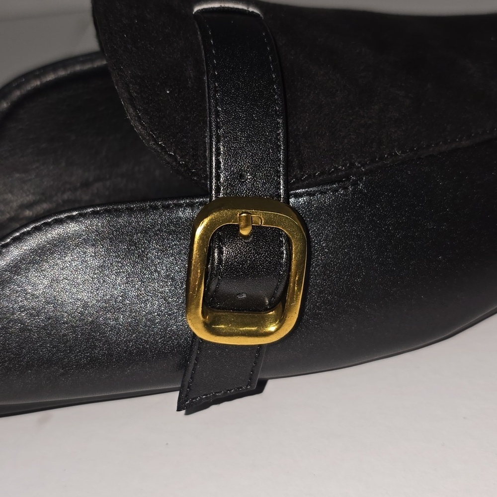 Charmivy Suede Mules Flat Square Toe Slip On Loafer Slides Shoes Buckle Size 10 - Picture 13 of 14